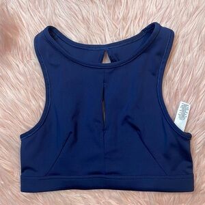 Nike Dri-Fit Navy Blue Keyhole Pullover Medium Support Sports Bra Size XS